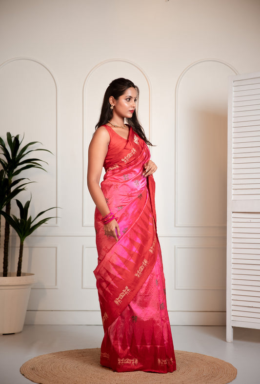 Sabari Saaj Pink Pure Silk Saree