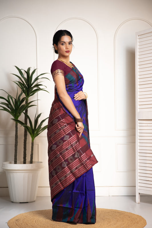 Ikkat Raw Silk Saree