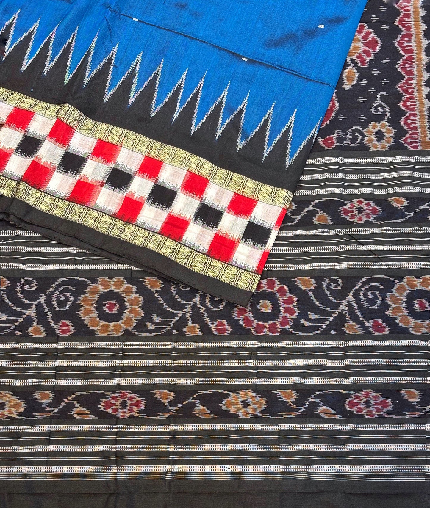 Blue Raw Silk Sambalpuri Saree