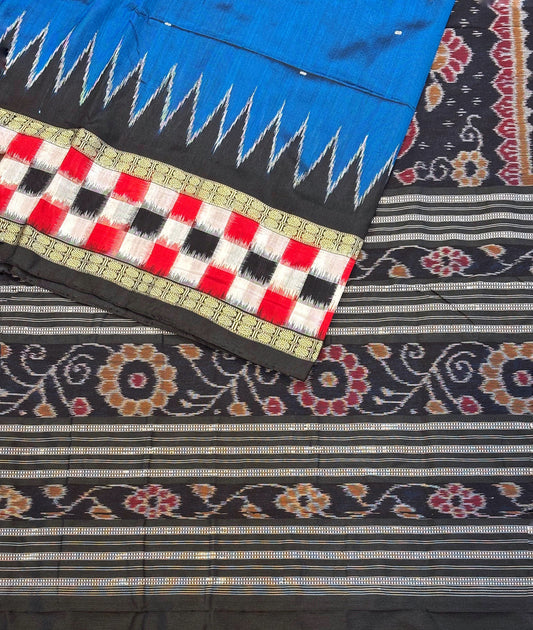 Blue Raw Silk Sambalpuri Saree