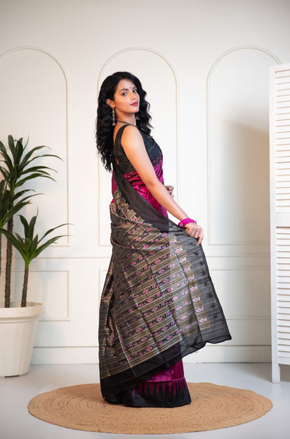 Pink Elegant Ikkat Saree