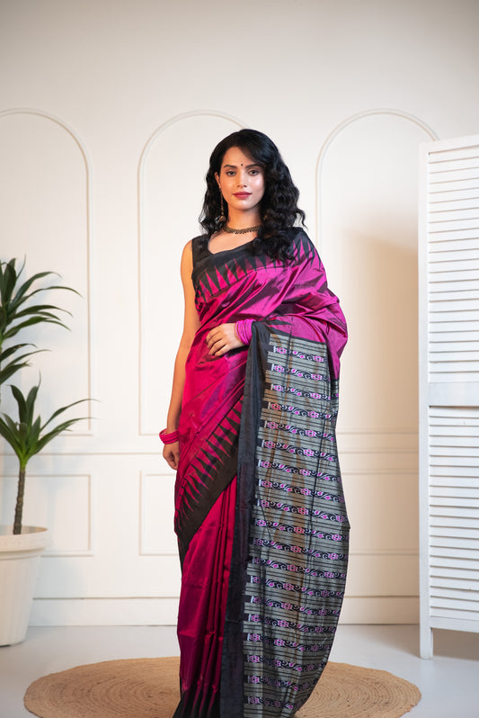 Pink Elegant Ikkat Saree