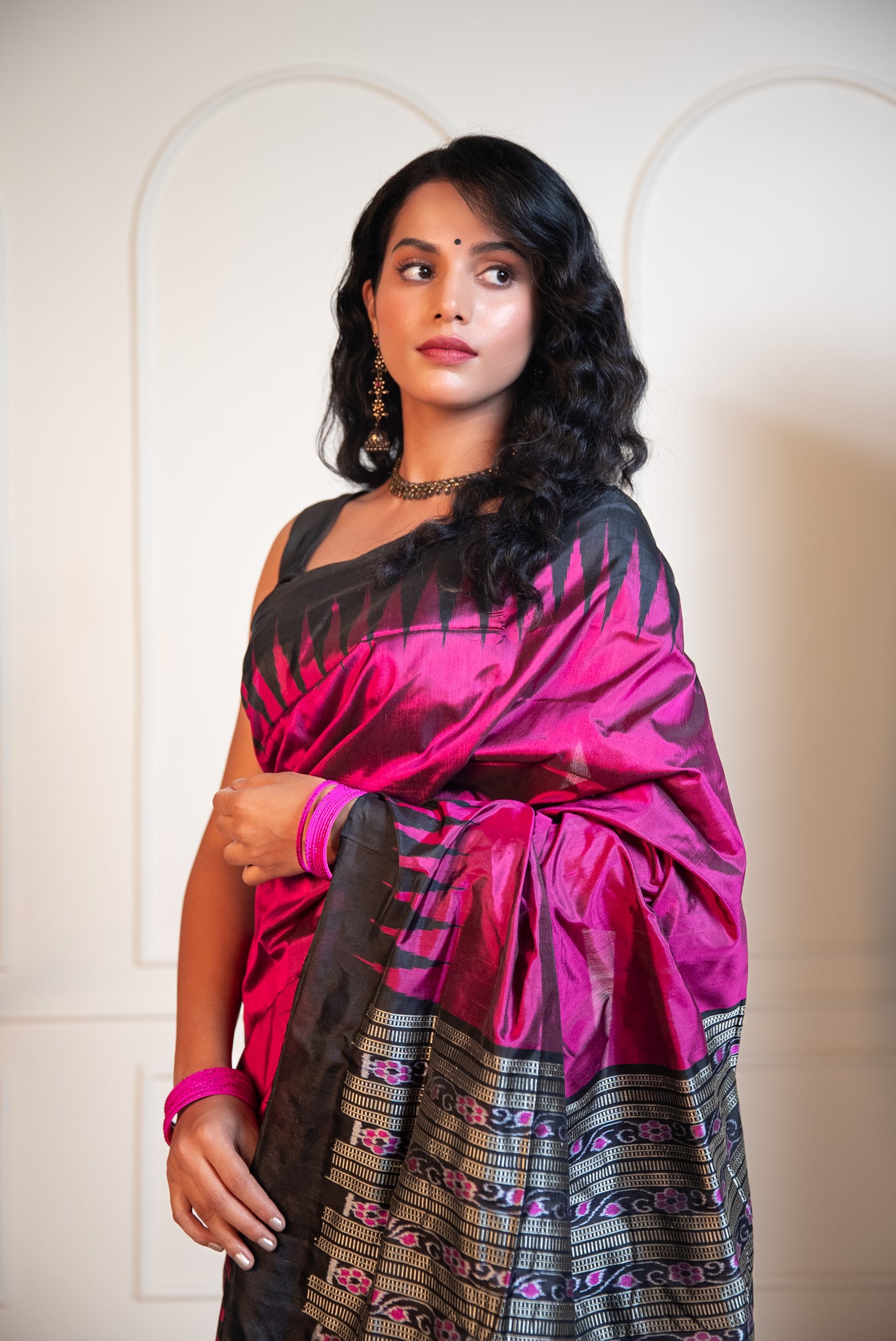 Pink Elegant Ikkat Saree