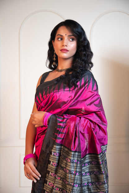 Pink Elegant Ikkat Saree