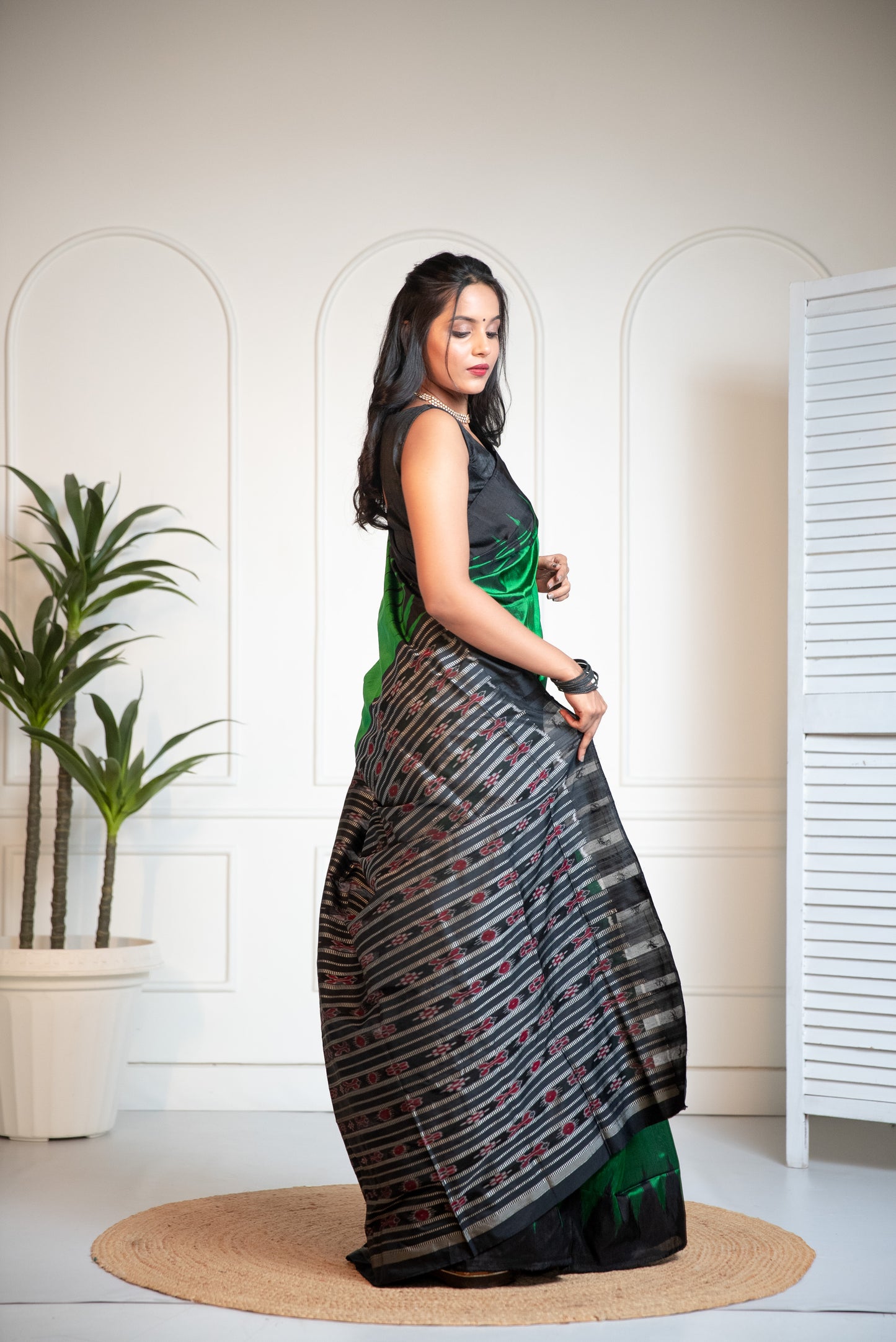 Green Elegant Ikkat Saree