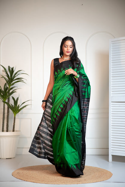 Green Elegant Ikkat Saree