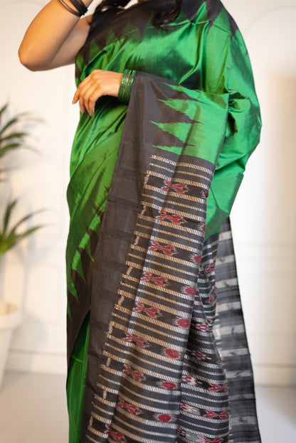 Green Elegant Ikkat Saree