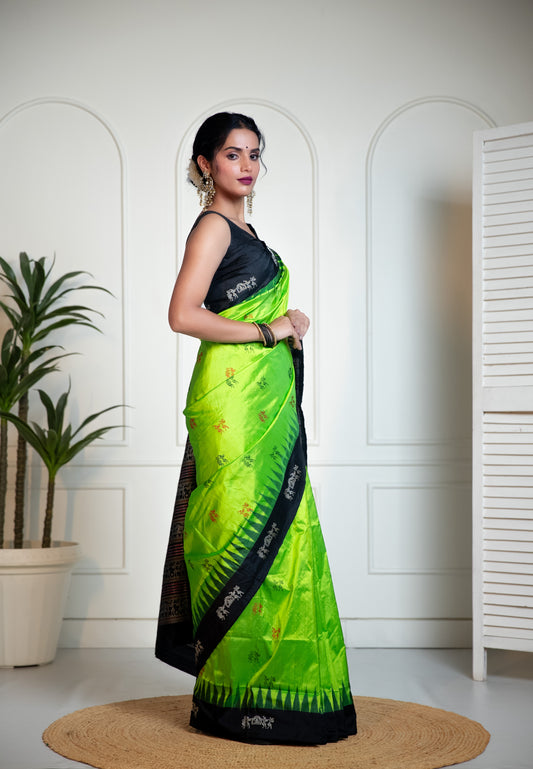 Sabari Saaj Green Pure Silk Saree