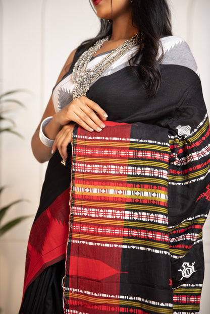 Black Organic Dye Kotpad Cotton Saree