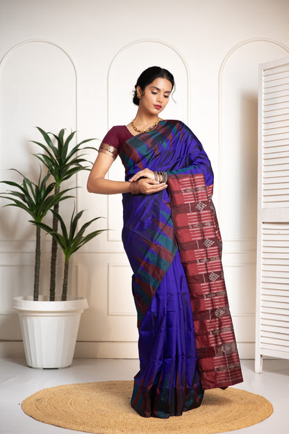Ikkat Raw Silk Saree