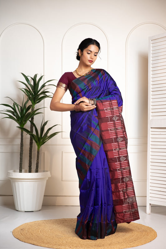 Ikkat Raw Silk Saree
