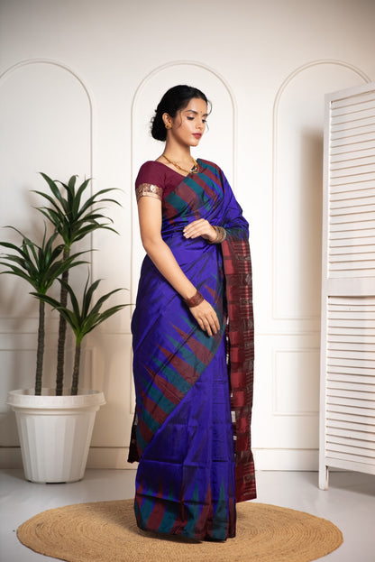 Ikkat Raw Silk Saree