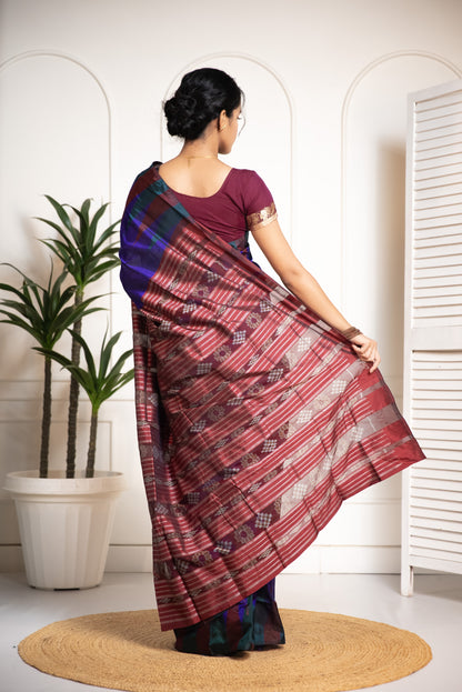 Ikkat Raw Silk Saree