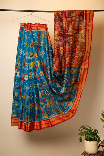 Khandua Green Pure Silk Saree