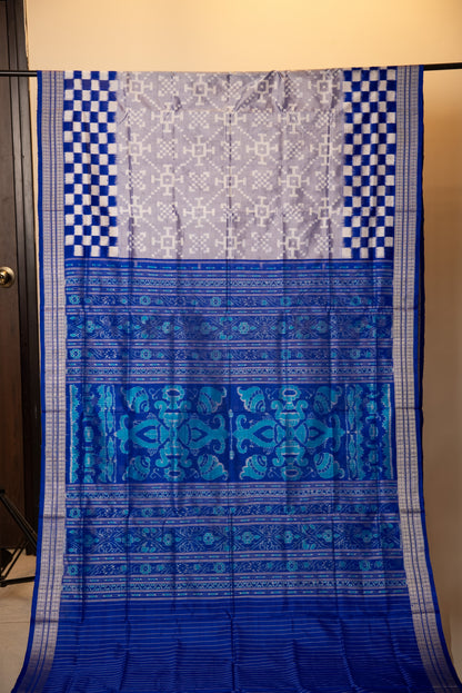 Blue Pasapali Border Sambalpuri Silk Saree