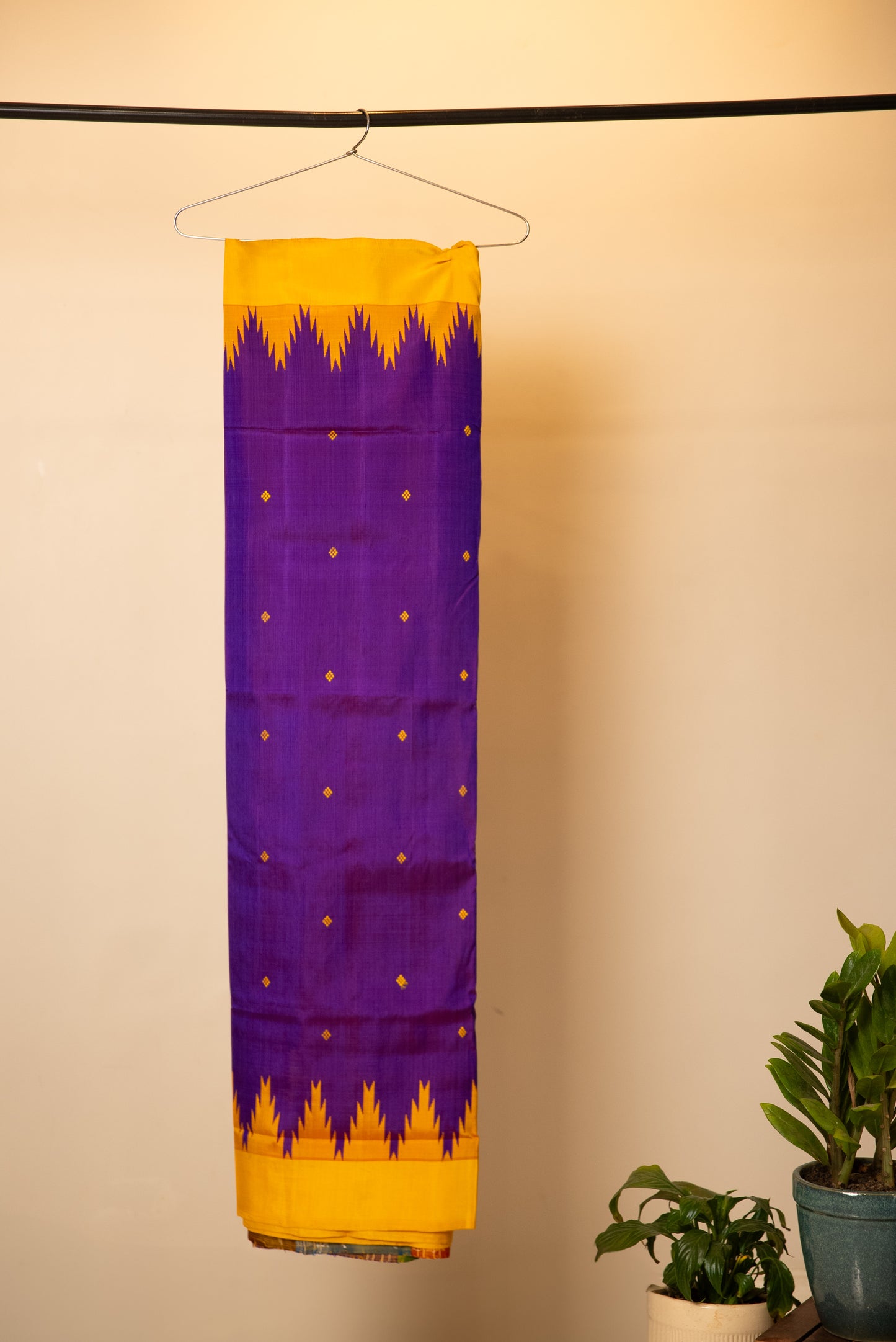 Purple Berhampuri Double Pallu Pure Silk Saree