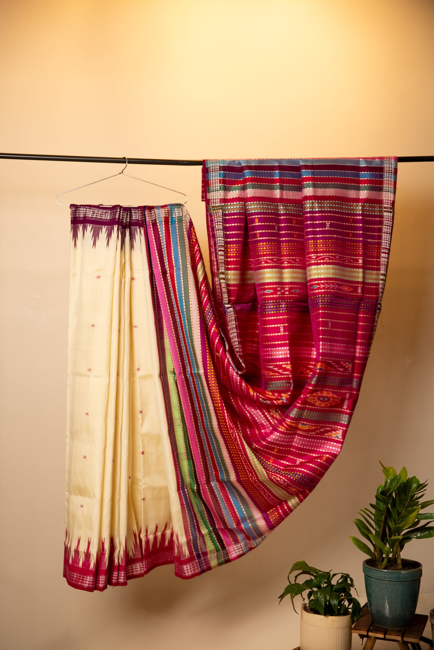 Ganga Yamuna Berhampuri Double Pallu Saree
