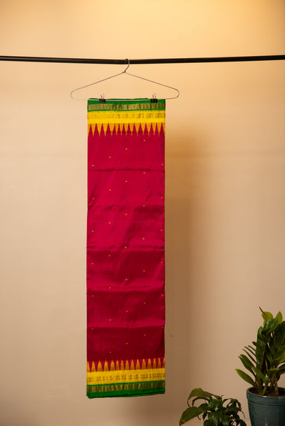 Red Sambalpuri Pure Silk Saree with Green Tissue Pallu