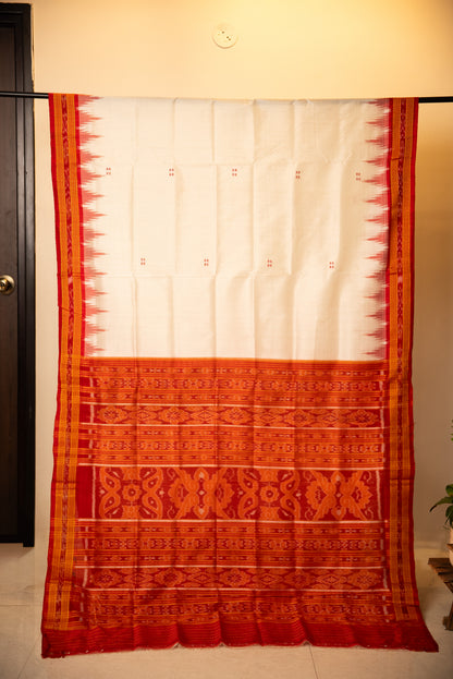 Beige Khandua Pure Silk Saree