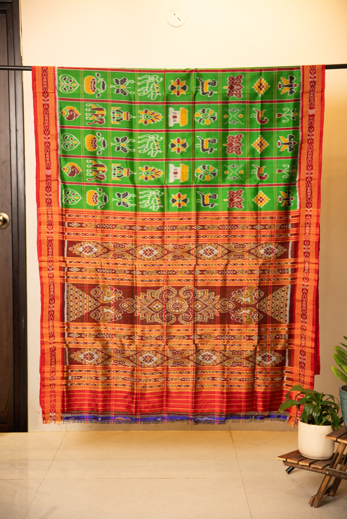 Khandua Green Pure Silk Saree