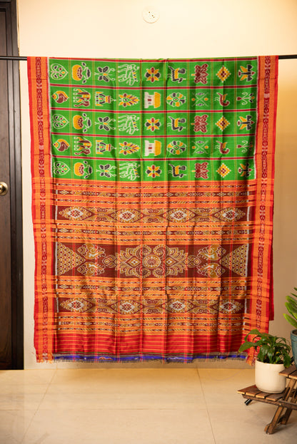 Khandua Green Pure Silk Saree