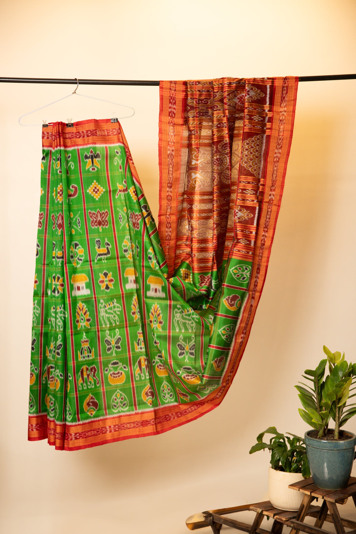 Khandua Green Pure Silk Saree
